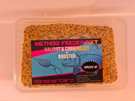 Monster Carp Method Feeder Set-Halibut-Sweet Corn (laposhal-édes kukorica-pellet+Booster 1200gr)